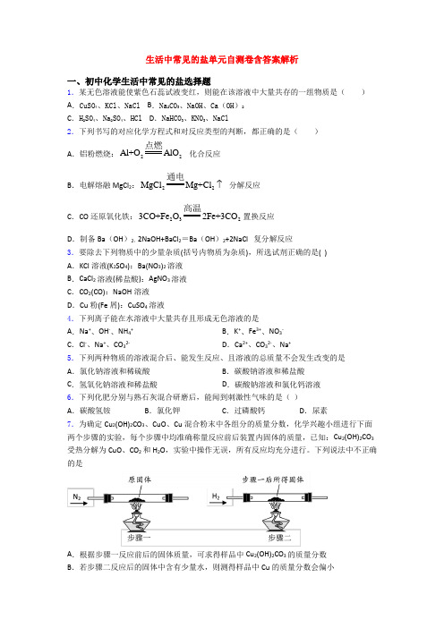 生活中常见的盐单元自测卷含答案解析