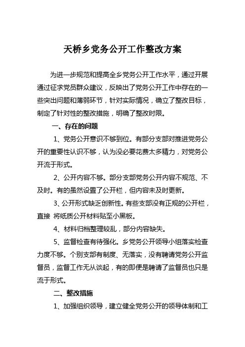 党务公开整改方案