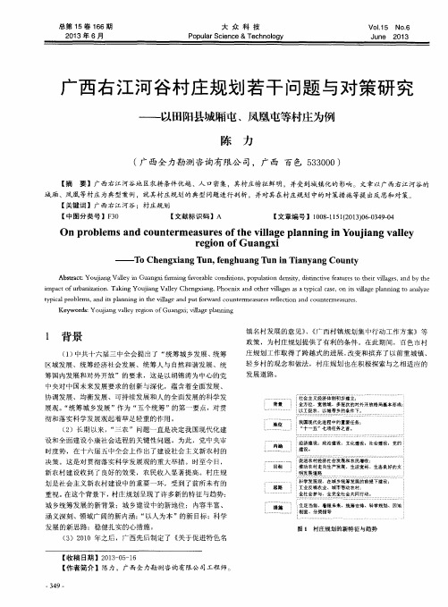 广西右江河谷村庄规划若干问题与对策研究——以田阳县城厢屯、凤凰屯等村庄为例