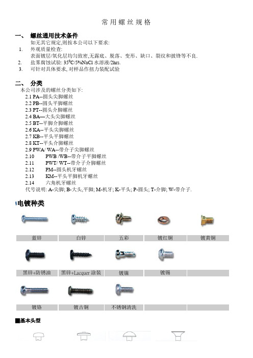 螺丝螺钉规格解析