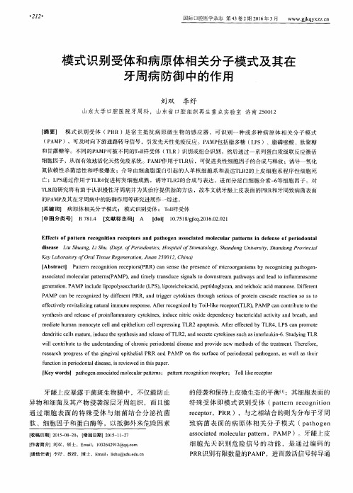 模式识别受体和病原体相关分子模式及其在牙周病防御中的作用