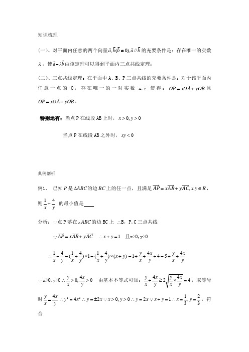 平面向量中三点共线