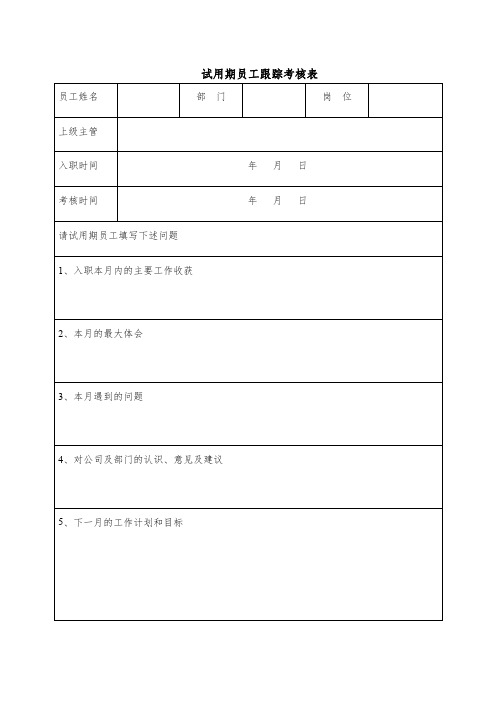 试用期员工跟踪考核表