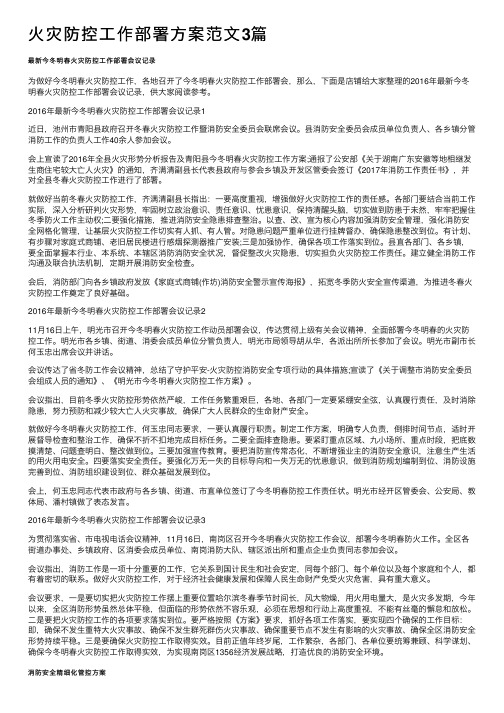 火灾防控工作部署方案范文3篇