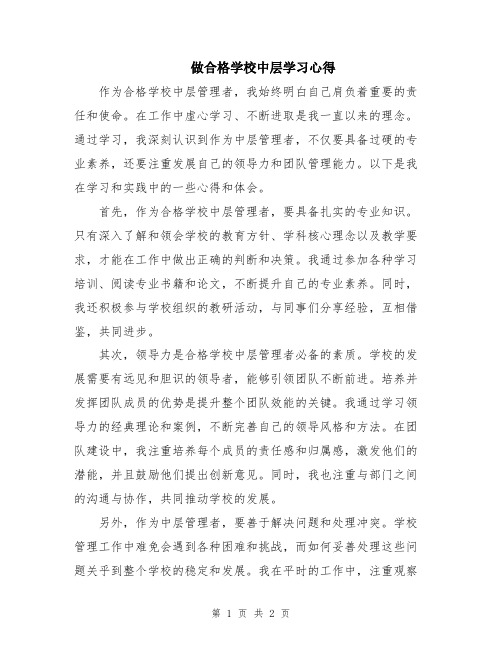 做合格学校中层学习心得