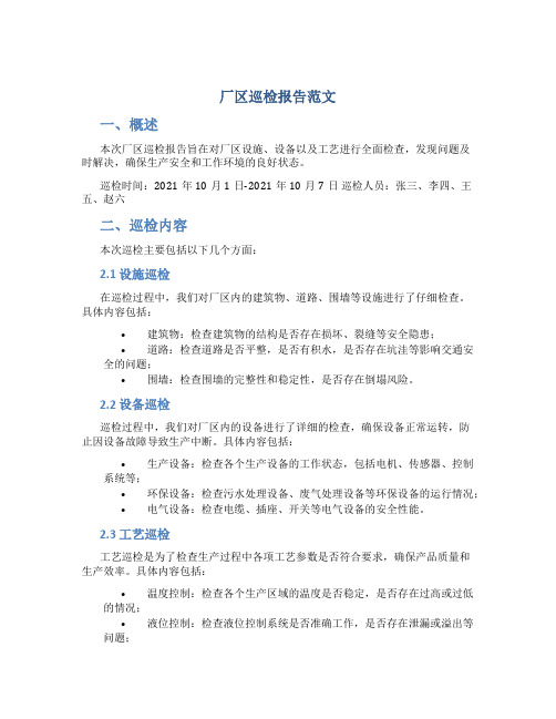 厂区巡检报告范文