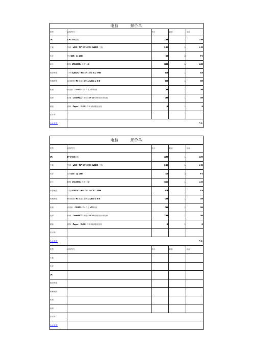 电脑配置单模板