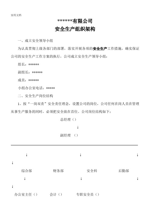 道路运输企业安全生产组织架构