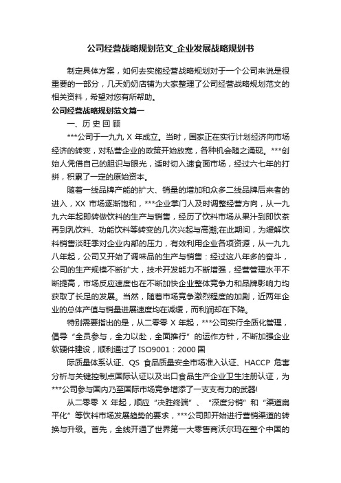 公司经营战略规划范文_企业发展战略规划书