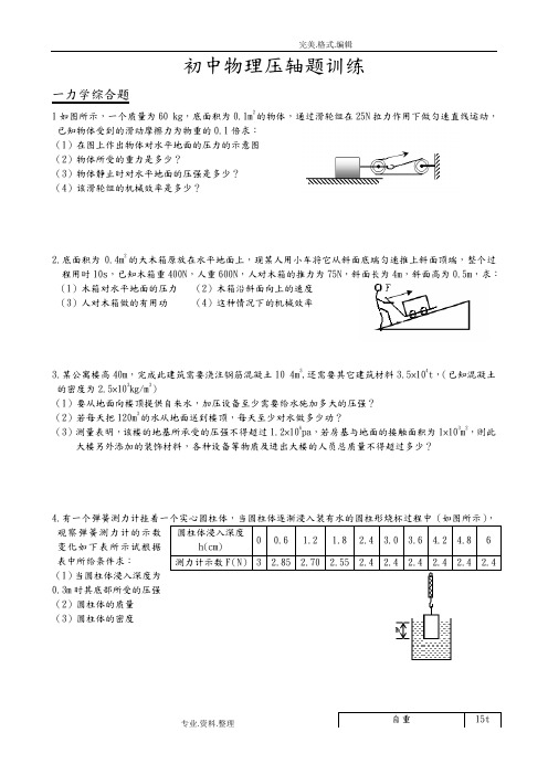 初中物理中考压轴题专项练习