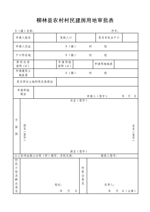 农村村民建房用地审批表（点击下载）-柳林