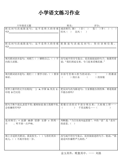 六年级语文课课通训练IV (15)