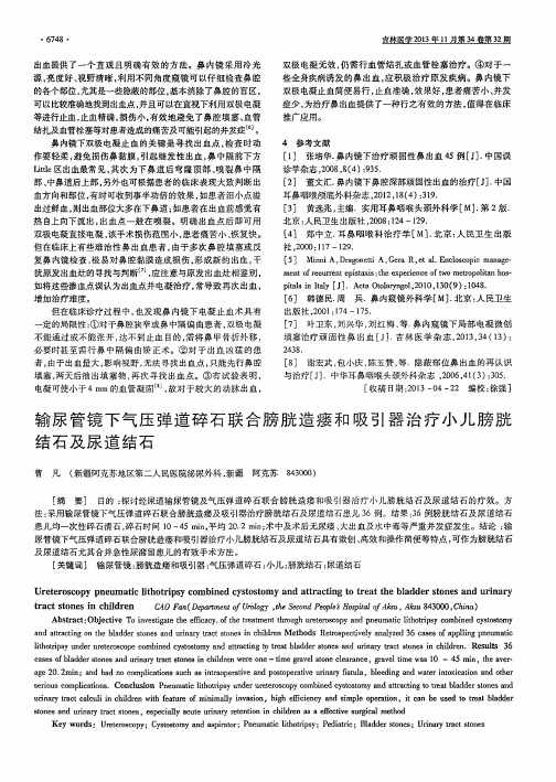 输尿管镜下气压弹道碎石联合膀胱造瘘和吸引器治疗小儿膀胱结石及尿道结石