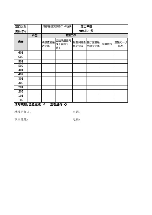 一户一档施工进度表格