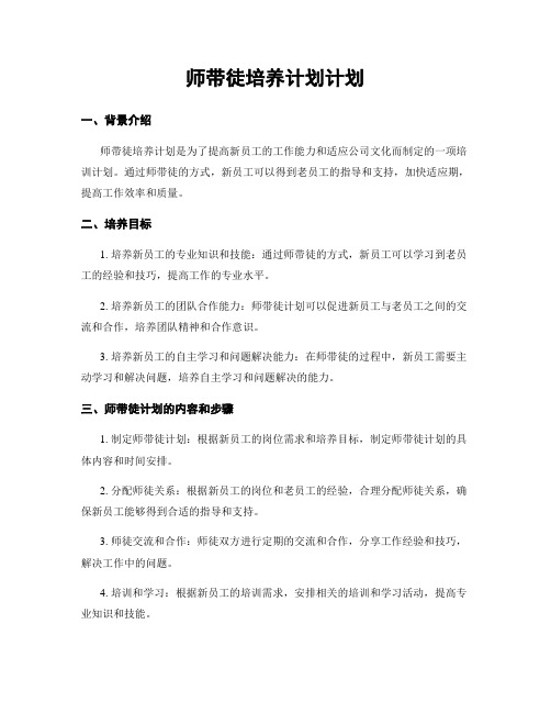 师带徒培养计划计划