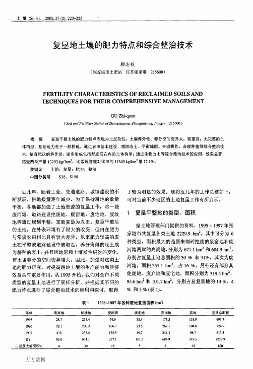 复垦地土壤的肥力特点和综合整治技术