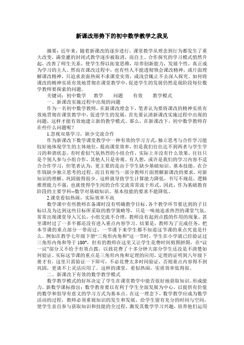 新课改形势下的初中数学教学之我见