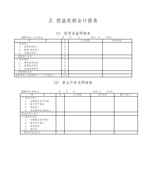 全套损益类内部会计报表