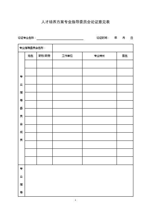 人才培养方案专业指导委员会论证意见表【模板】