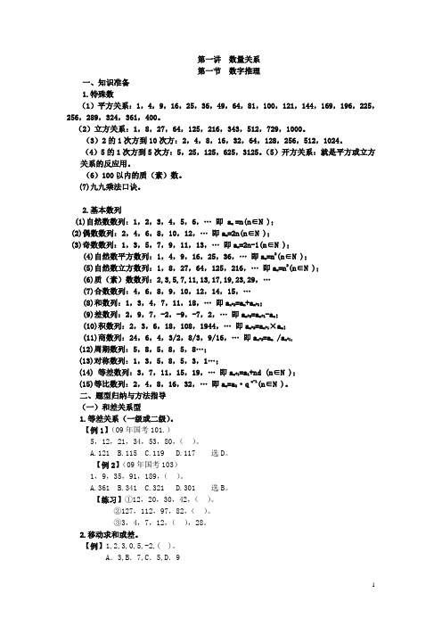 公务员讲义提纲：行测