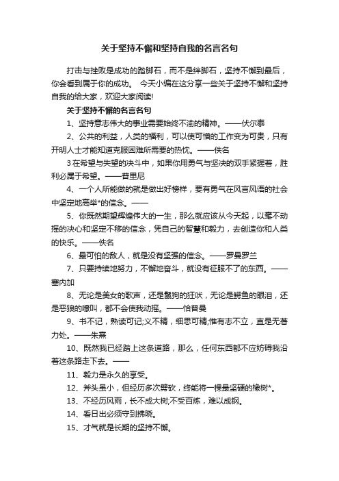 关于坚持不懈和坚持自我的名言名句