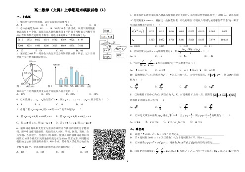 高二数学(文科)上学期期末模拟试卷(1)(含答案)