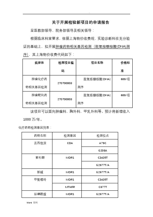 关于开展检验新项目的申请报告