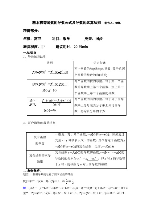 基本初等函数的导数公式及导数的运算法则2