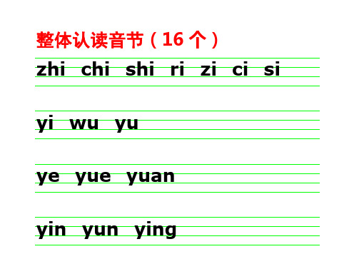 声母韵母整体认读音节表