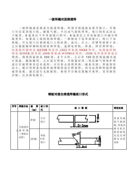 一 二 级焊缝 双面全熔透焊