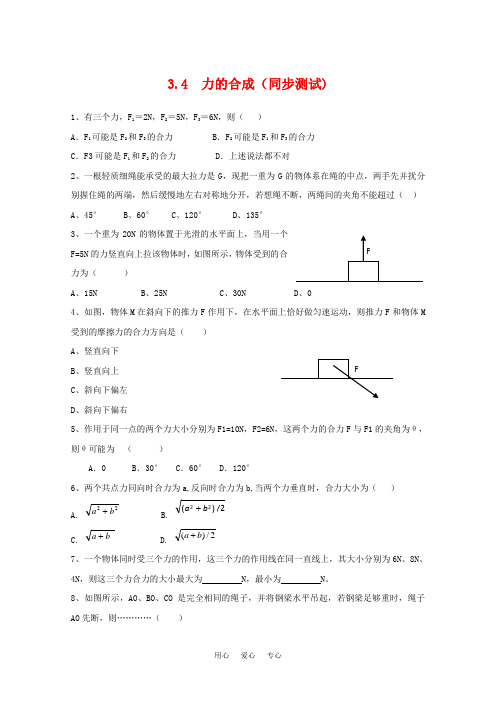 高中物理 3.4《力的合成》同步测试 新人教版必修1.doc