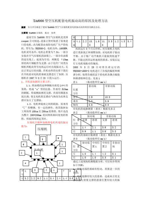 TA600压缩机主电机振动高的原因及消除