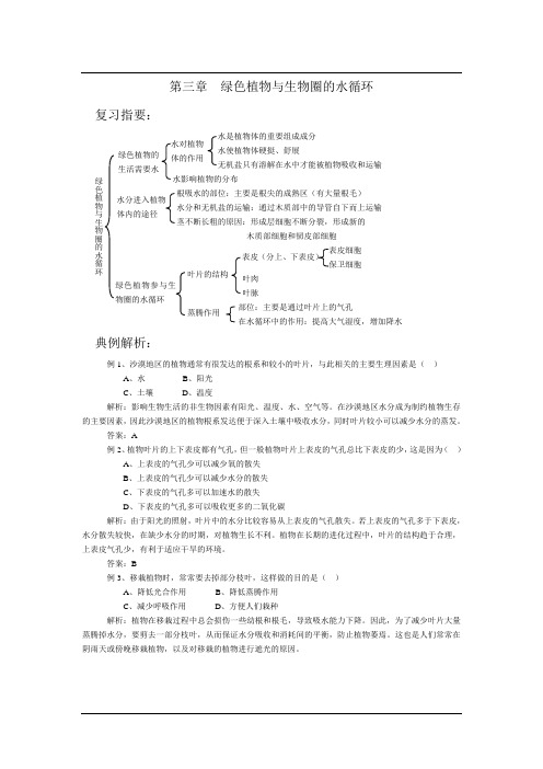 绿色植物与生物圈的水循环练习题