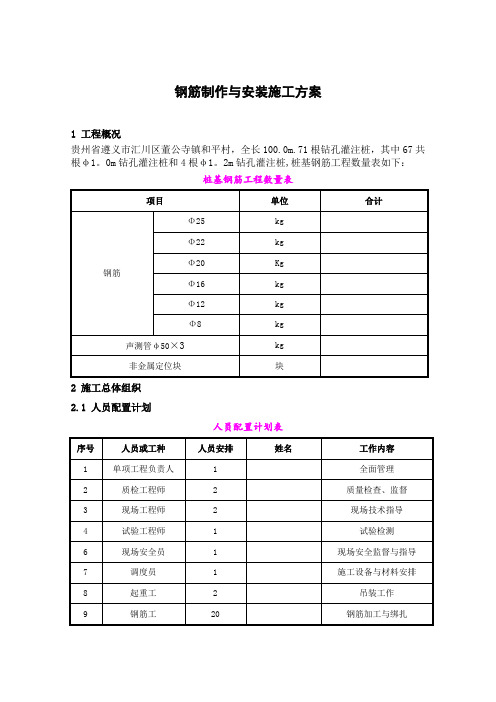 钢筋制作与安装施工方案