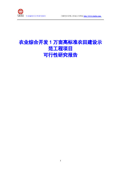 农业综合开发1万亩高标准农田建设示范工程项目可行性研究报告