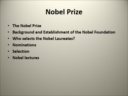 Nobel Prize英文版简介