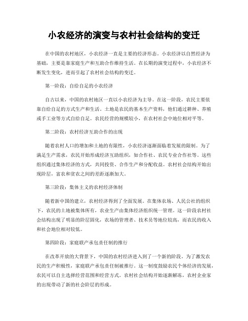 小农经济的演变与农村社会结构的变迁