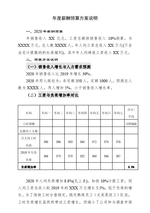 年度薪酬预算方案说明