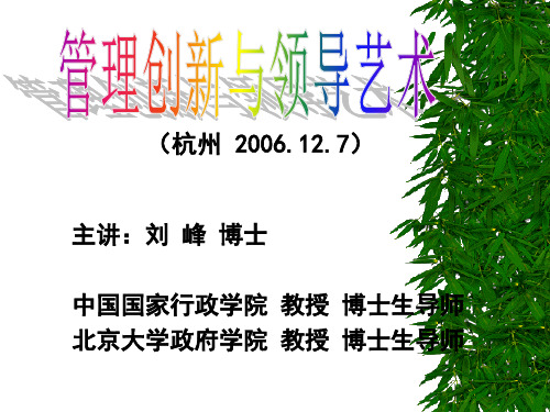 刘峰—管理创新与领导艺术(杭州2006127).