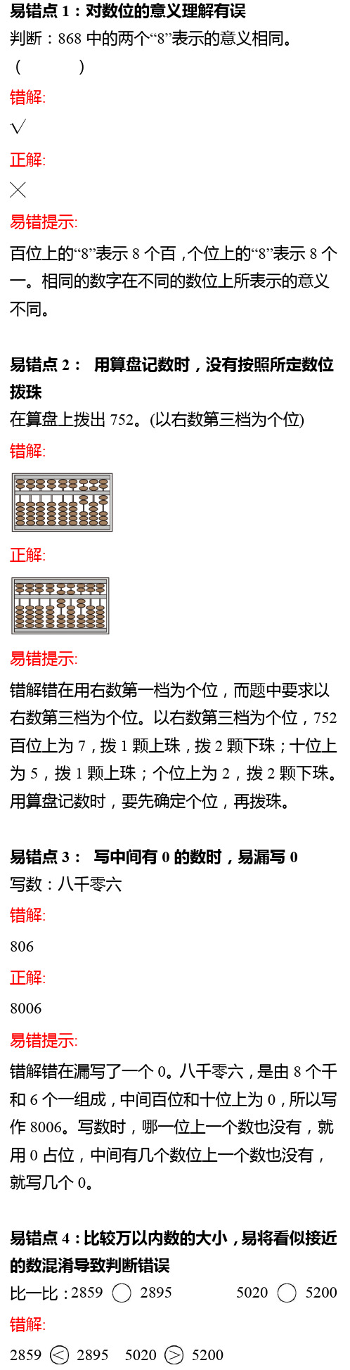 新人教版二年级数学下册期末考试易错题汇总第七单元.pdf