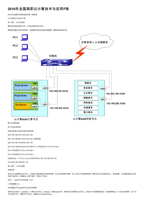 2016年全国高职云计算技术与应用F卷