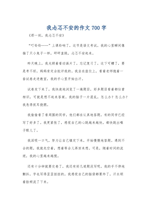 我忐忑不安的作文700字