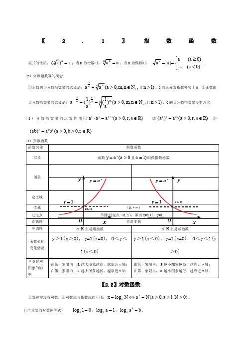 高一数学必修一第二章基本初等函数知识点总结