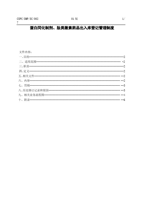 蛋白同化制剂、肽类激素药品出入库登记管理制度