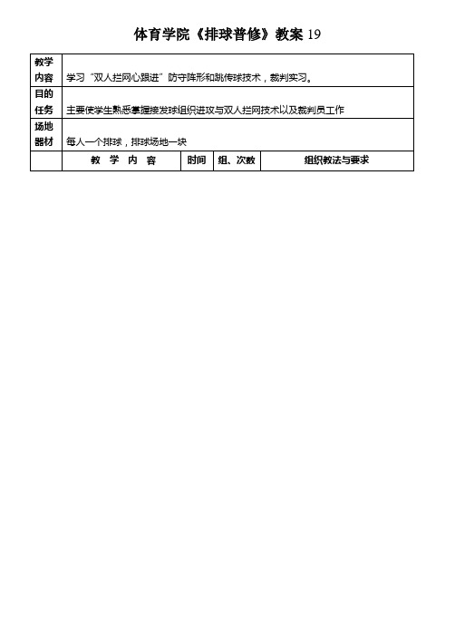 体育学院《排球普修》教案 19