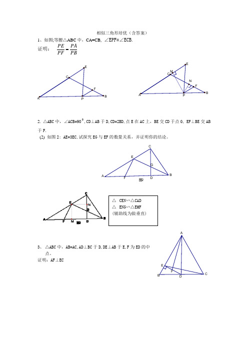 相似三角形培优训练(含答案)