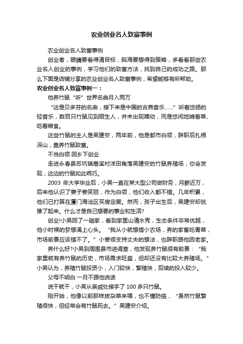 农业创业名人致富事例