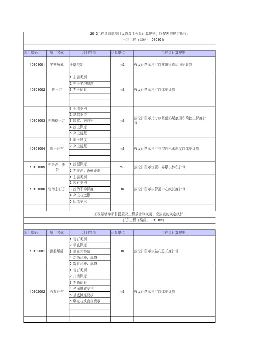 《2013版建设工程工程量清单计量规范》