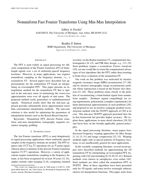 Nonuniform Fast Fourier Transforms Using Min-Max Interpolation