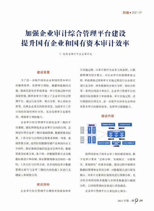 加强企业审计综合管理平台建设 提升国有企业和国有资本审计效率